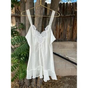 Vintage White Slip Dress with Pearl Bodice